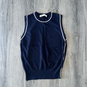 Zara Sleeveless Sweater Vest Navy Blue Women's Size M